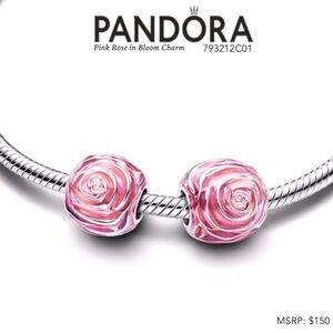 PANDORA Pink Rose in Blossom Charms (2-pieces set in one box)